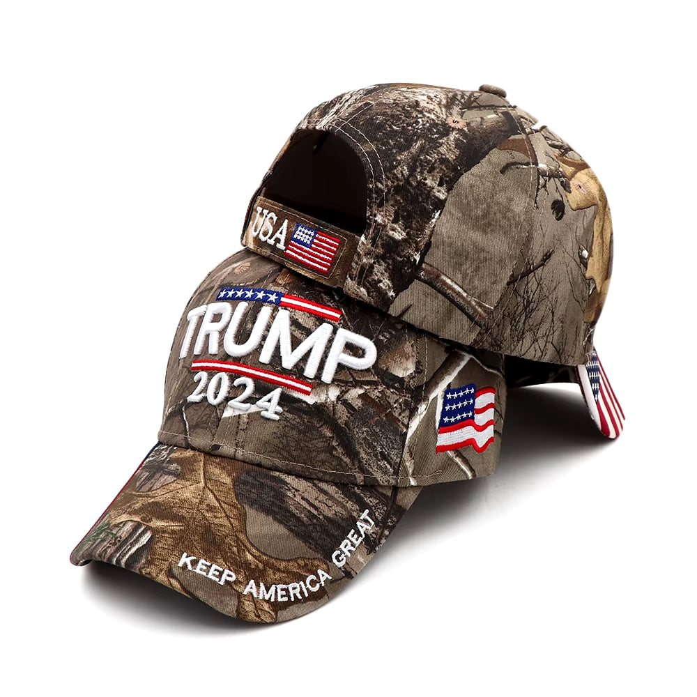 Donald Trump Hat Camouflage Cap Keep America Great MAGA Hat President 2024 American Flag USA Baseball Caps