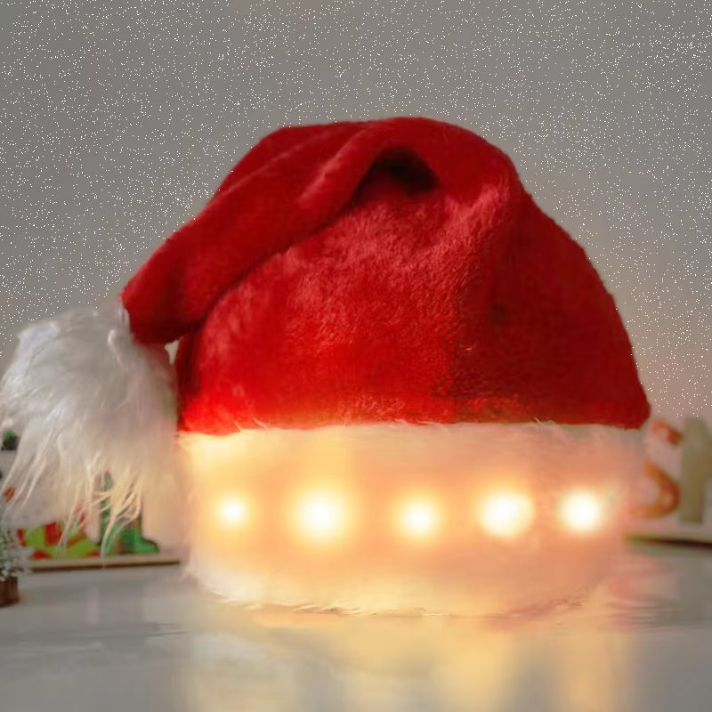 Santa Hat LED Light New Year Cute Kids Adults Cap Funny Christmas Hats for Kids & Adults Winter Gift Holiday Party Decorate