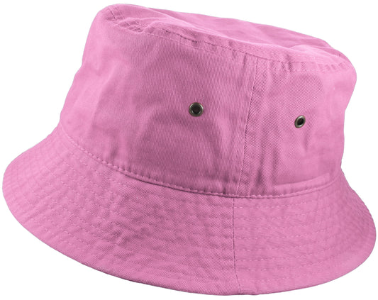 Bucket Hat 100% Cotton Packable Summer Travel Cap. Light Pink-L/Xl