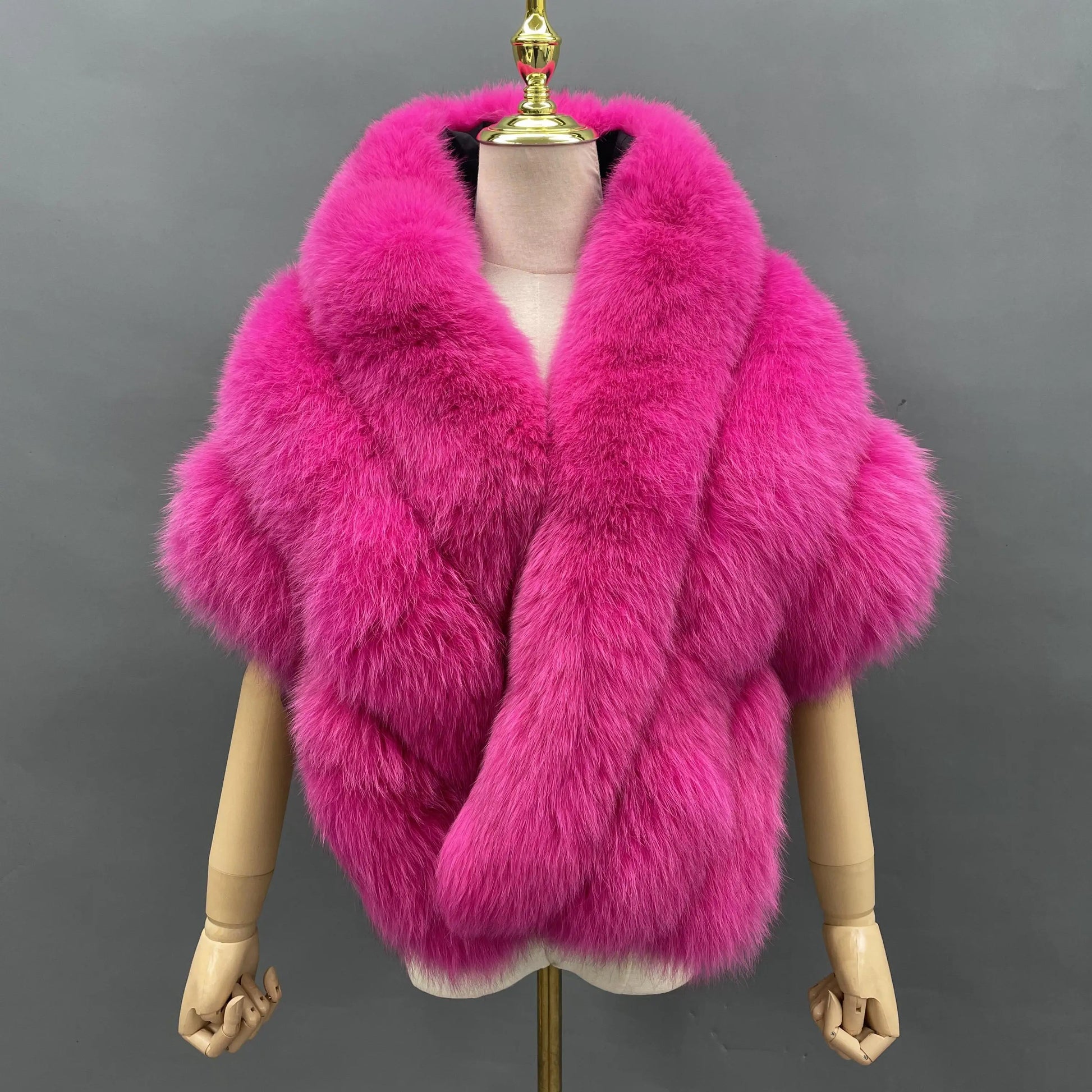 Janefur Woman Fox Fur Shawl Fluffy Fur Cape Natural Fur Poncho Fur Lady Scarf Wrap Coat Shawl Wedding Party Clothing