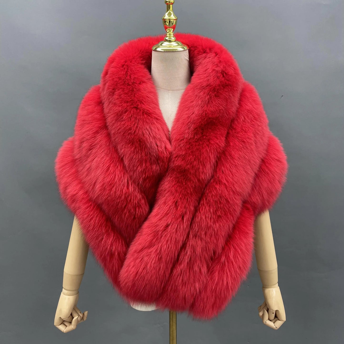 Janefur Woman Fox Fur Shawl Fluffy Fur Cape Natural Fur Poncho Fur Lady Scarf Wrap Coat Shawl Wedding Party Clothing